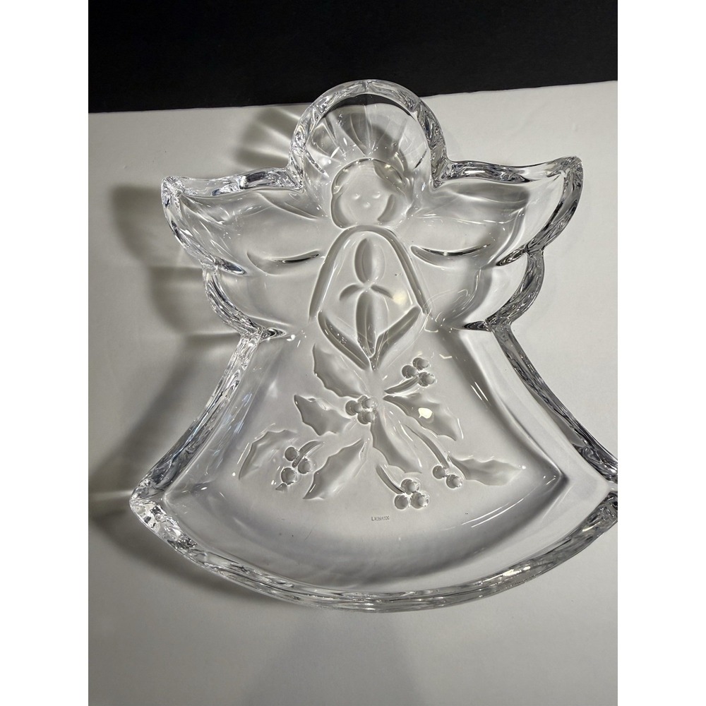 LENOX Angel Holly Christmas Crystal Candy Dish